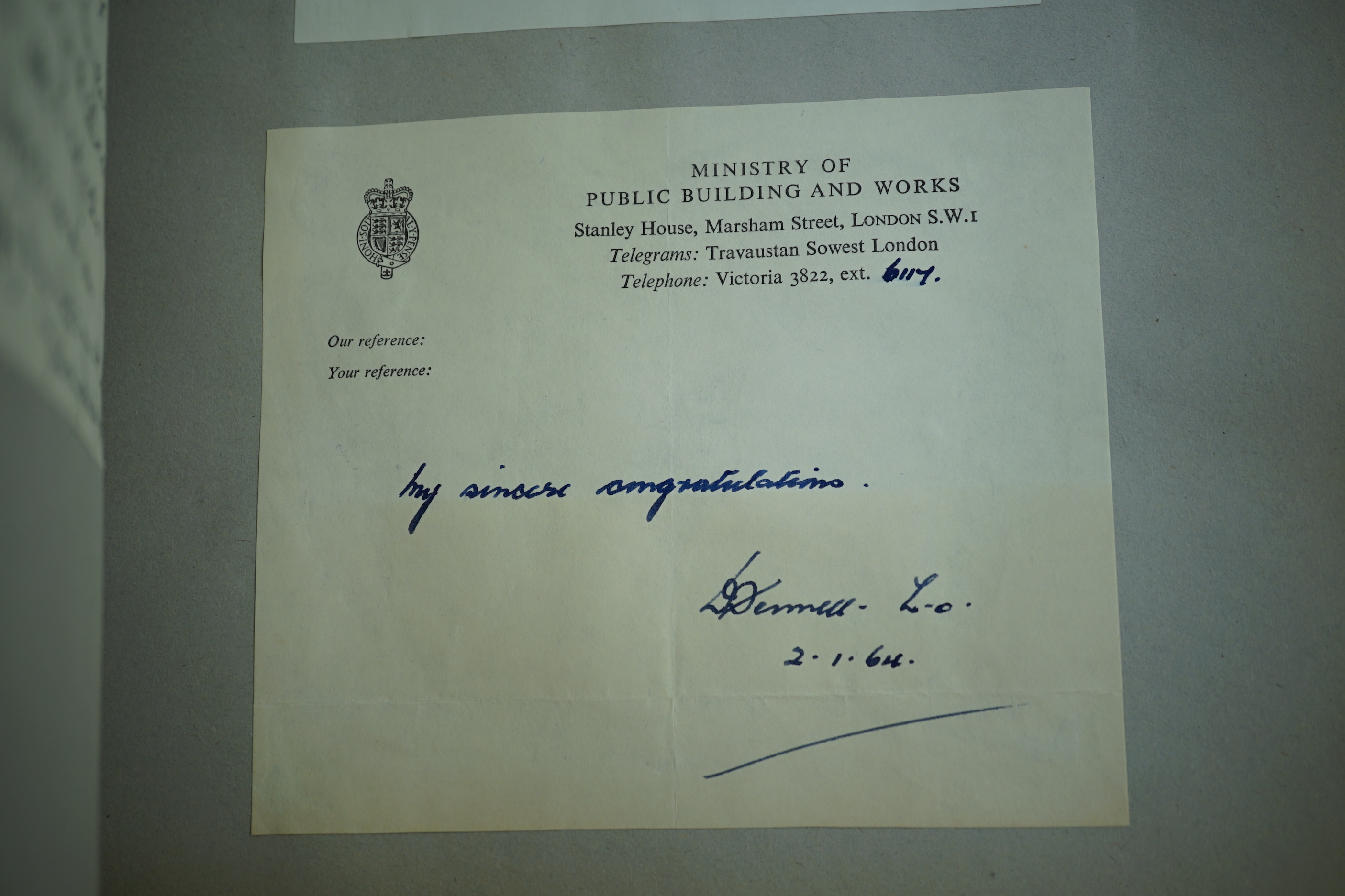 An MBE for Archibald Lees with miniature and an Imperial Service Medal for Thomas Lees, a silver coaster and silver match case with coronet over ‘E’ and ‘Holyrood 1925’ to reverse